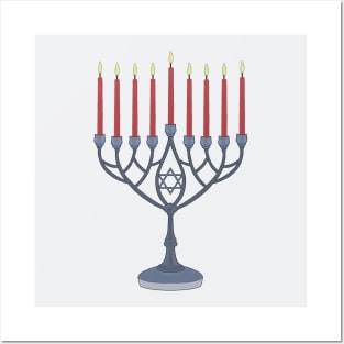 Holiday of Hanukkah Menorah Chanukiah Jewish Posters and Art